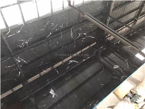 Barcelona Black Ice Black Marble Slab A& Tiles Polihsed
