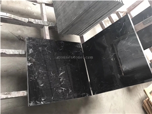 Barcelona Black Ice Black Marble Slab A& Tiles Polihsed