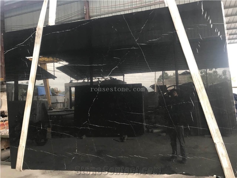 Nero Marquina Marble Slab,Negro Bilbao,China Black Marble Tile