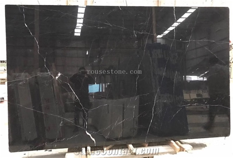 Nero Marquina Marble Slab,Negro Bilbao,China Black Marble Tile