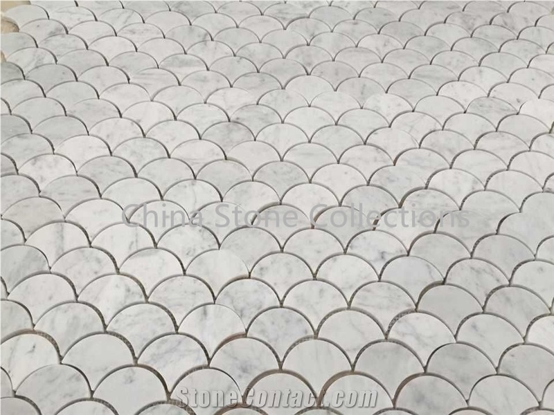 Bianco Carrara White Tiles & Mosaic for Bathroom Decoration Design Art