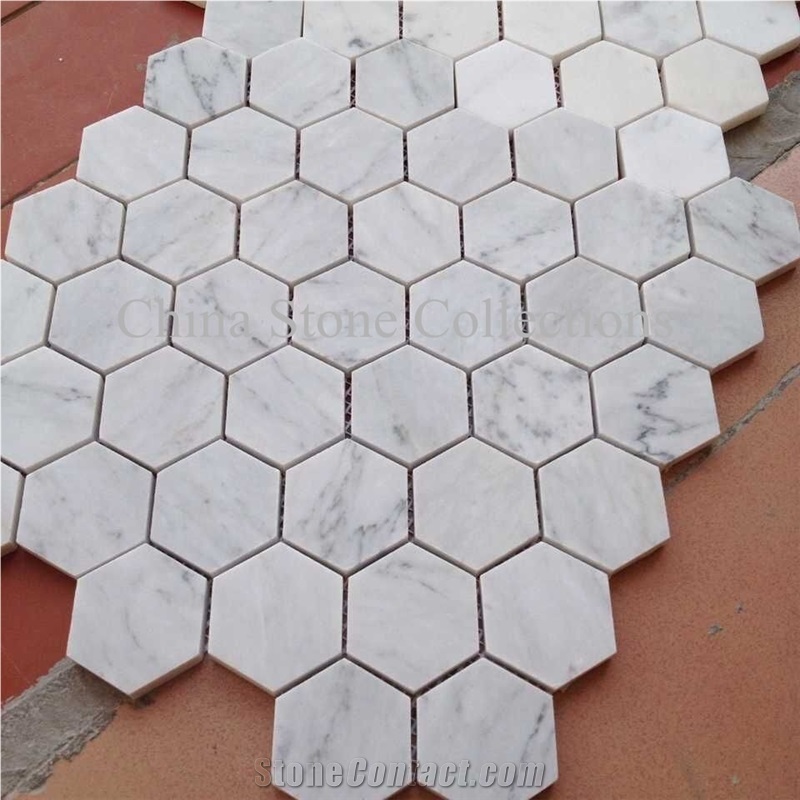 Bianco Carrara White Tiles & Mosaic for Bathroom Decoration Design Art
