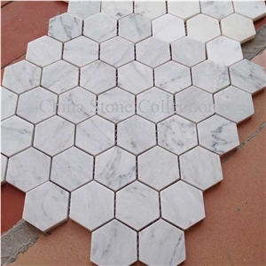 Bianco Carrara White Tiles & Mosaic for Bathroom Decoration Design Art
