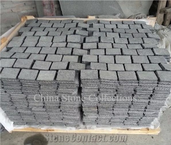 G684 Fuding Black Basalt Floor Paving/Cobbles/Cube/Mesh Backed Pavers