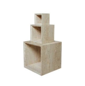 Roman Travertine from Tivoli, Honed & Unfilled Fibonacci Cubes