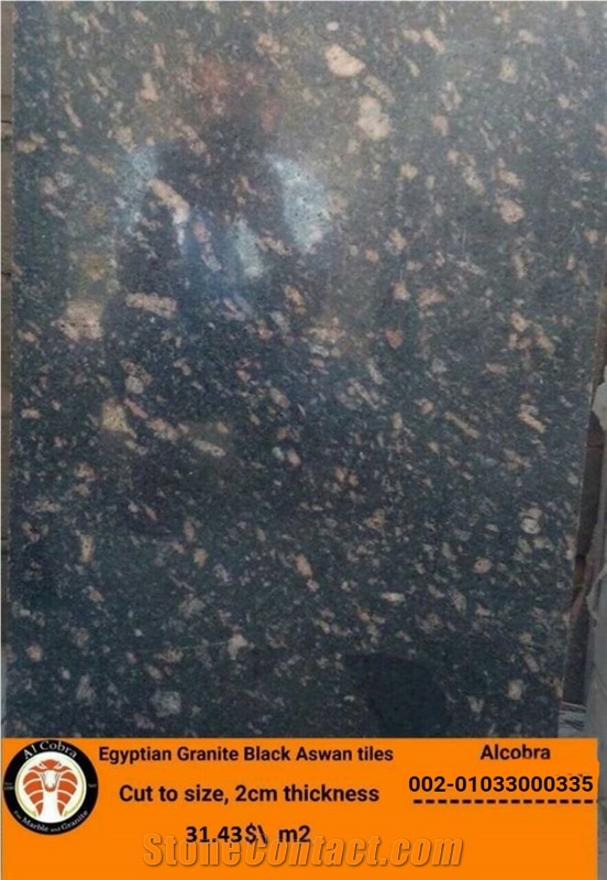 Granite Black Aswan Tiles, Egypt Black Granite