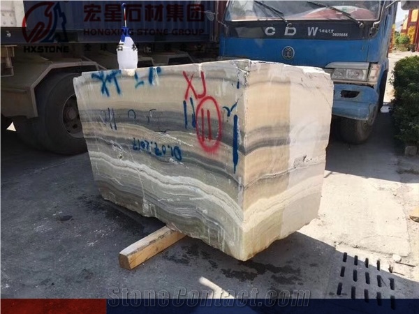 China Beige Onyx Slabs&Tiles Colorful Bookmatch Straight Grey Veins