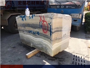 China Beige Onyx Slabs&Tiles Colorful Bookmatch Straight Grey Veins