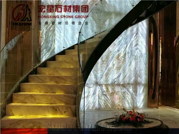 China Marble Changbai Jade Slab Tile Quarry White Green Color Backlit