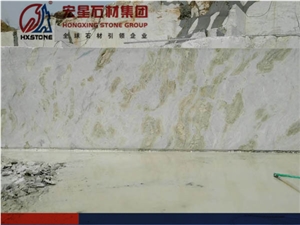 China Marble Changbai Jade Slab Tile Quarry White Green Color Backlit