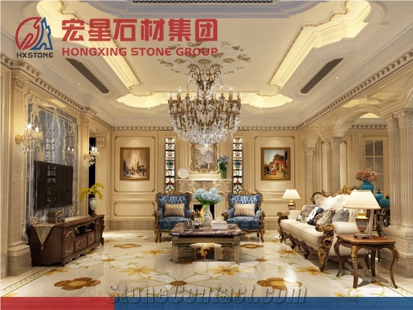Composited Marble Onyx Waterjet Medallion French Style for Floor