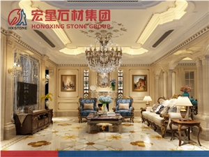 Composited Marble Onyx Waterjet Medallion French Style for Floor