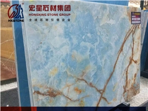 Polished Backlit Bookmatched Pakistan Blue Onyx Slabs&Tiles for Wall