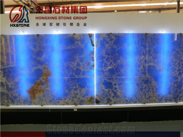 Polished Backlit Bookmatched Pakistan Blue Onyx Slabs&Tiles for Wall