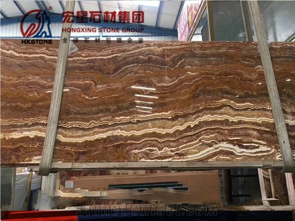 Polished Onice Tigrato/Tiger Skin Onyx Slab&Tile Bookmatch Pattern