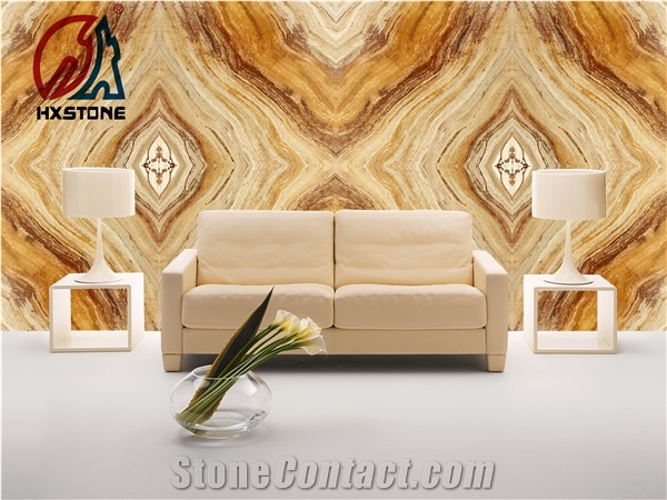 Polished Onice Tigrato/Tiger Skin Onyx Slab&Tile Bookmatch Pattern