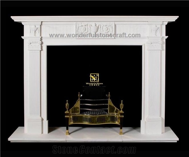 Fangshan White Marble Fireplace