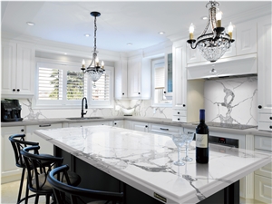 Quartz Master Engineered Calacatta Marble Kitchen Countertop