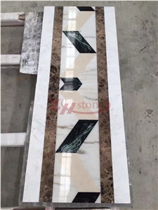 Carrara White Marble&Veria Green Marble Waterjet Medallions
