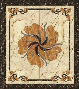 Emperador Dark Golden Wooden Marble Retangle Waterjet Medallions