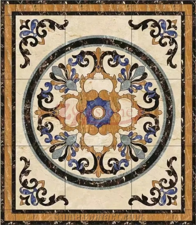 Emperador Dark Marble Amber Beige Marble Square Medallion