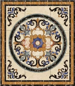 Emperador Dark Marble Amber Beige Marble Square Medallion