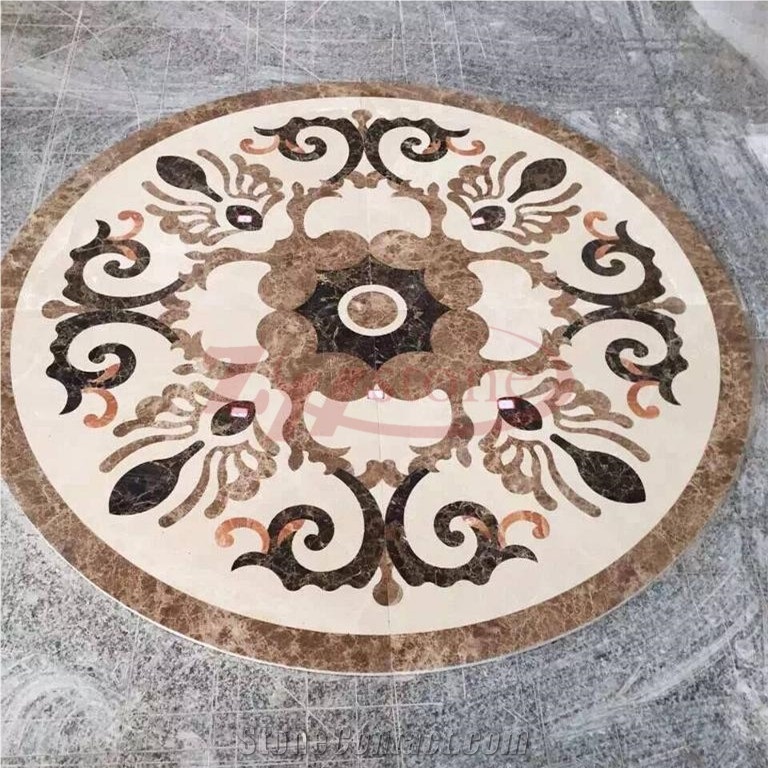 Emperador Light &Emperador Dark Marble Floor Round Waterjet Medallion
