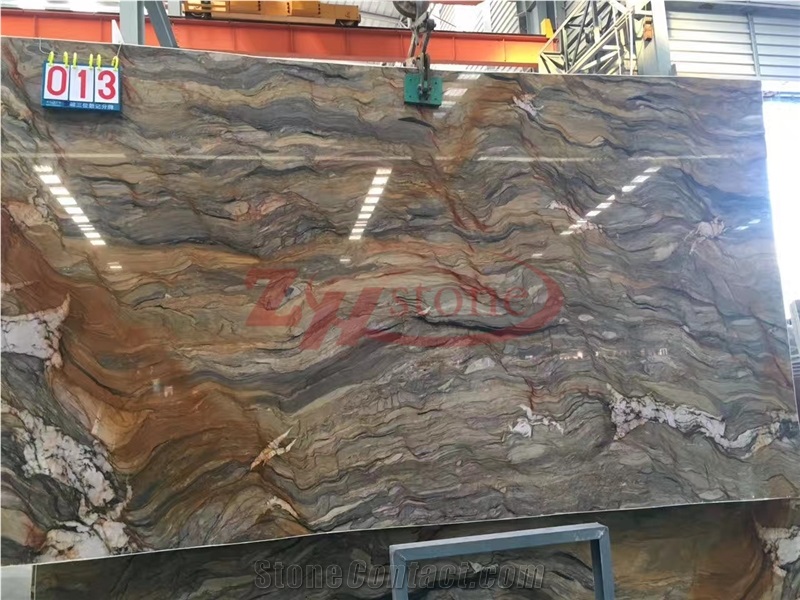 Fusion Brown Quartzite Slabs Composite Honeycomb for Feature Wall