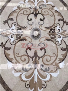 Oval Design Emperador Light Marble&Bai Yulan Beige Waterjet Medallion
