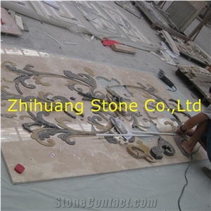 Oval Design Sivec White Marble Green Onyx Waterjet Floor Medallions