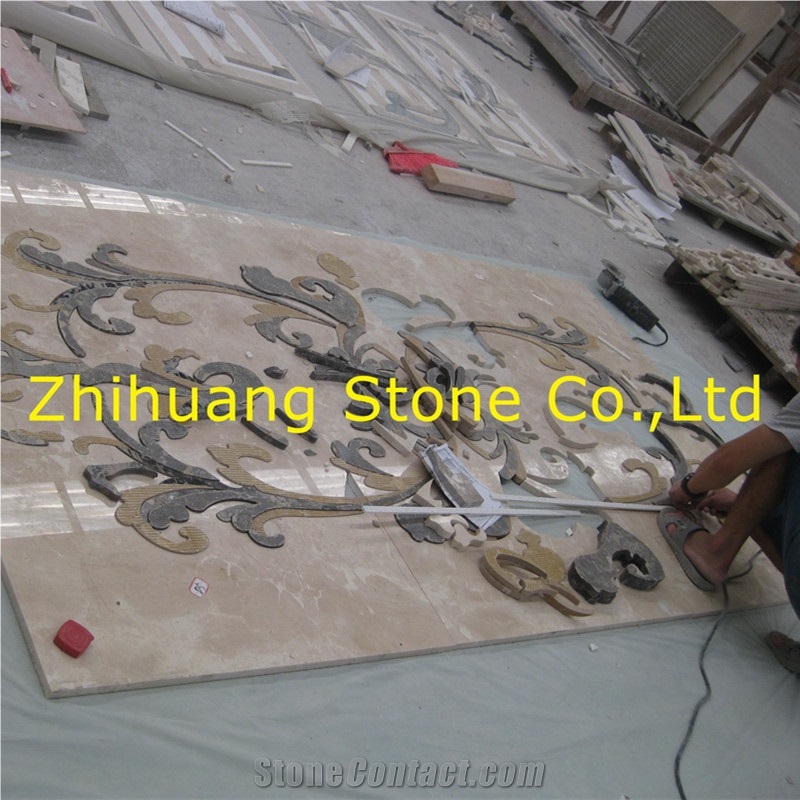 Rosso Levanto Marble Waterjet Round Medallions for Lobby Floor