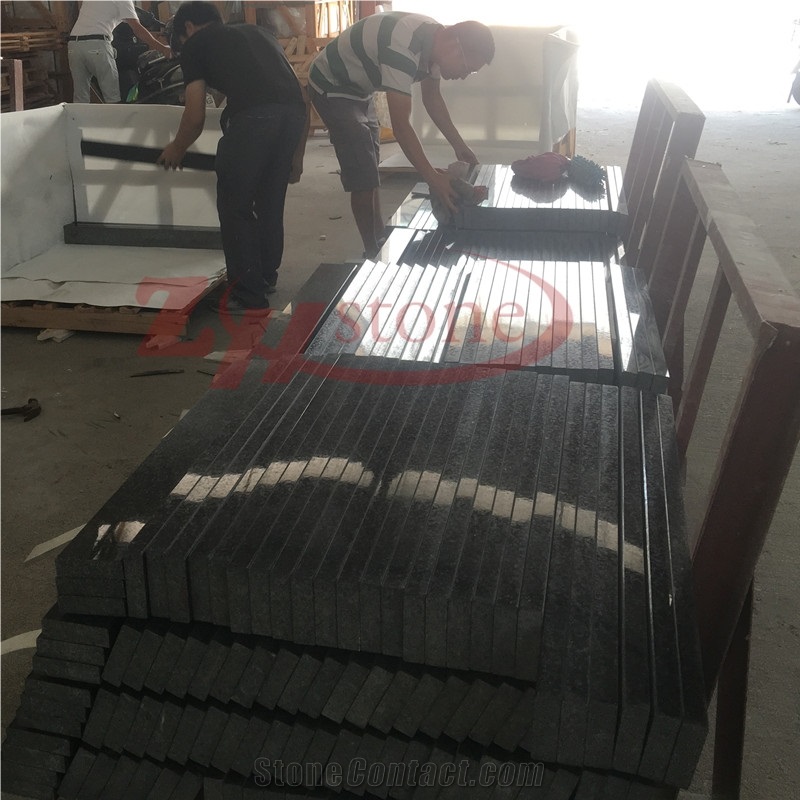 Three Sides Polished Platinum Black Granite Molding with Beveled