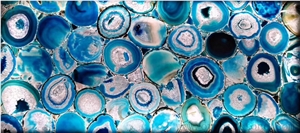 Blue Agate Gemstone Panel,Semi Precious Stone Wall Cladding Tiles