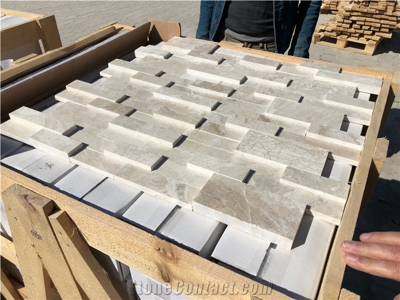 Diana Royal Beige Marble Cubic Honed 2d 3d Ledgestone Panels