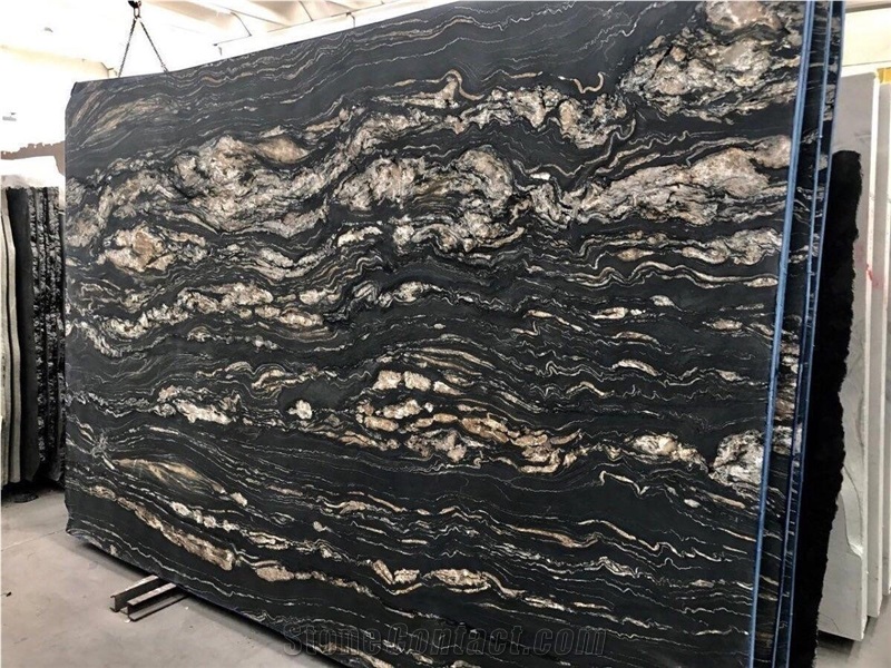 Granite Black Fusion Peninsula Countertop Cosmic Black Kitchen Island