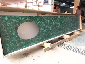 Natural Green Malachite Semiprecious Stone Vanitytop