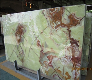 1.6cm Thickness Polished Surface Dark Green Onyx Big Slabs Wholesaler