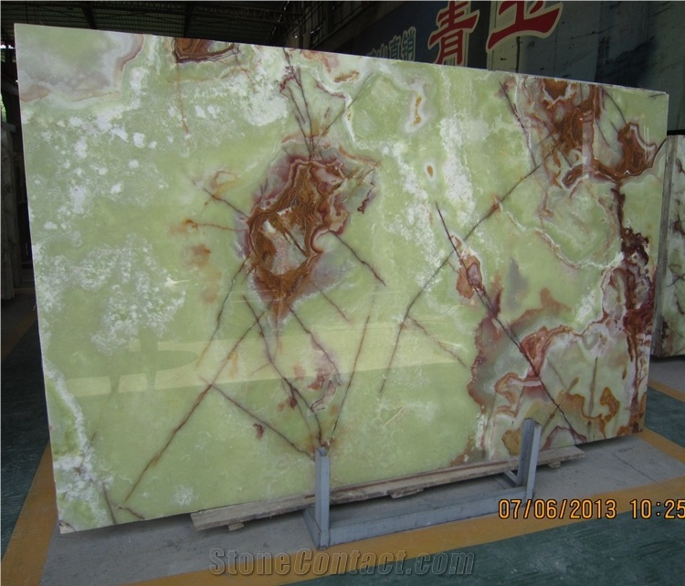 1.6cm Thickness Polished Surface Dark Green Onyx Big Slabs Wholesaler