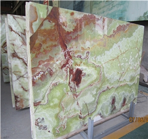 1.6cm Thickness Polished Surface Dark Green Onyx Big Slabs Wholesaler