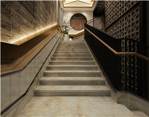Cheapest China White Jade Onyx Slabs Yellow Veins Hotel Floor Wall Use