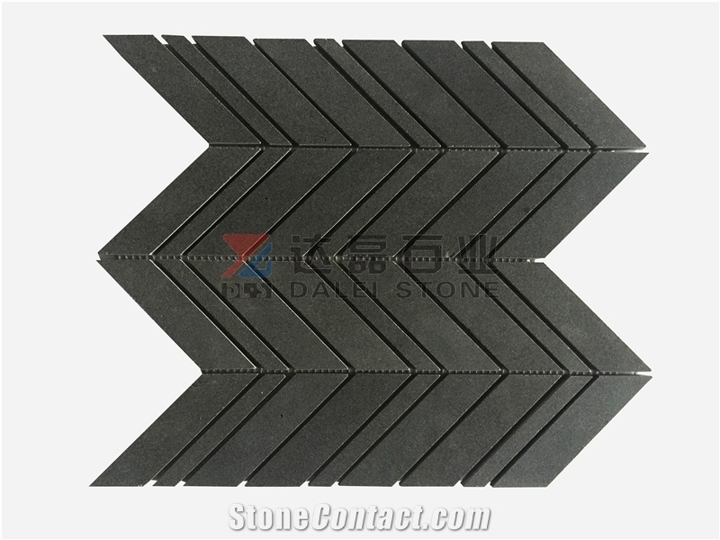 China Andesite Herringbone Hexagon Brick Liner Honed Mosaic Wall Tiles