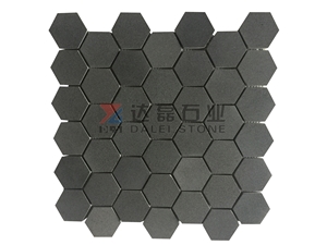 China Andesite Herringbone Hexagon Brick Liner Honed Mosaic Wall Tiles