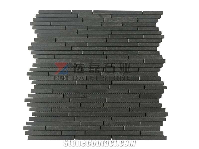 China Andesite Herringbone Hexagon Brick Liner Honed Mosaic Wall Tiles