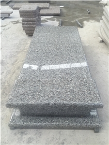 China Swan Grey Blue Granite Engraved Tombstone Wave Cover Slab Single