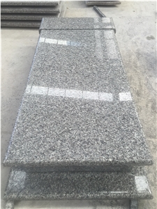 China Swan Grey Blue Granite Engraved Tombstone Wave Cover Slab Single