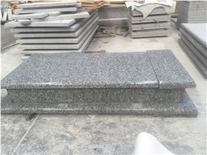 China Swan Grey Blue Granite Engraved Tombstone Wave Cover Slab Single