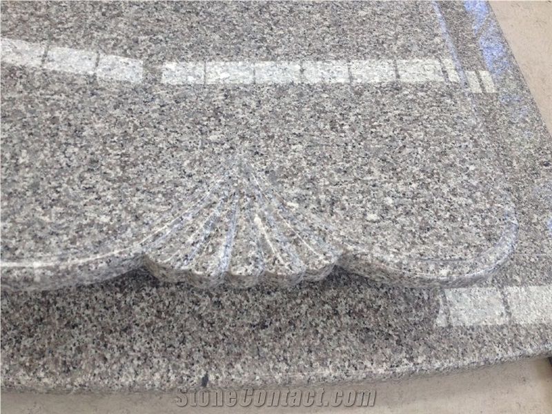 China Swan Grey Blue Granite Engraved Tombstone Wave Cover Slab Single