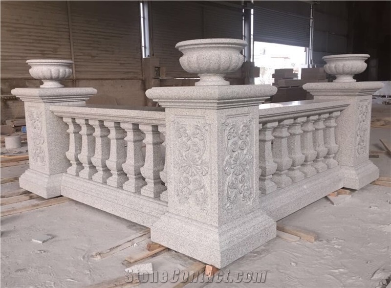 Grey Granite Balustrade Rail Fence, Terrace Handrails