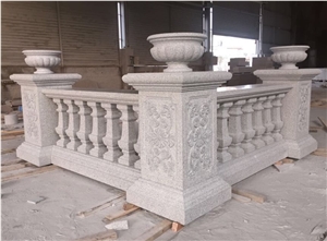 Grey Granite Balustrade Rail Fence, Terrace Handrails Grey Granite Balustrade Rail Fence, Terrace Handrails