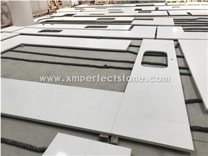 L Shape Kitchen Countertop,Carrara Quartz Countertop/Prefab/Island